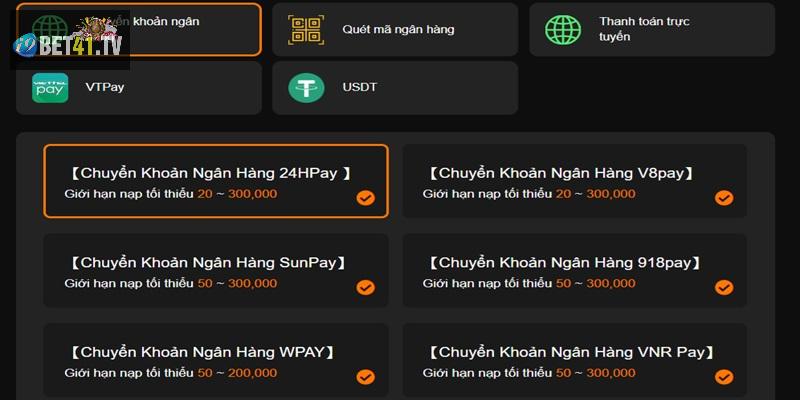 Quy trình nạp tiền i9bet41.tv qua ngân hàng